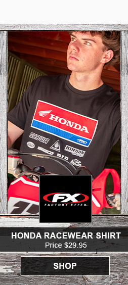 Factory Effex Honda Racewear Shirt, Price twenty nine dollars and ninety five cents, SHOP
